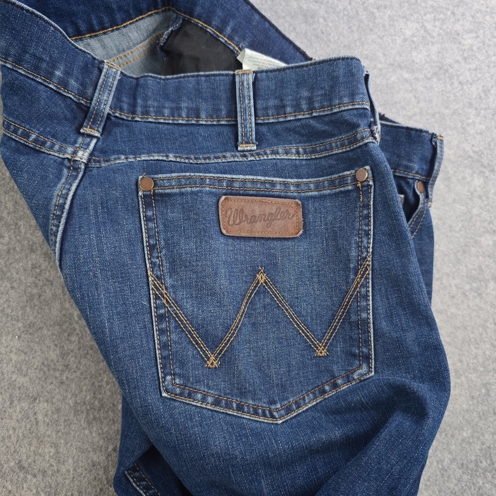 Wrangler Retro Jeans Mens 34x32 Skinny Blue Dark Wash Stretch Denim - Picture 8 of 9